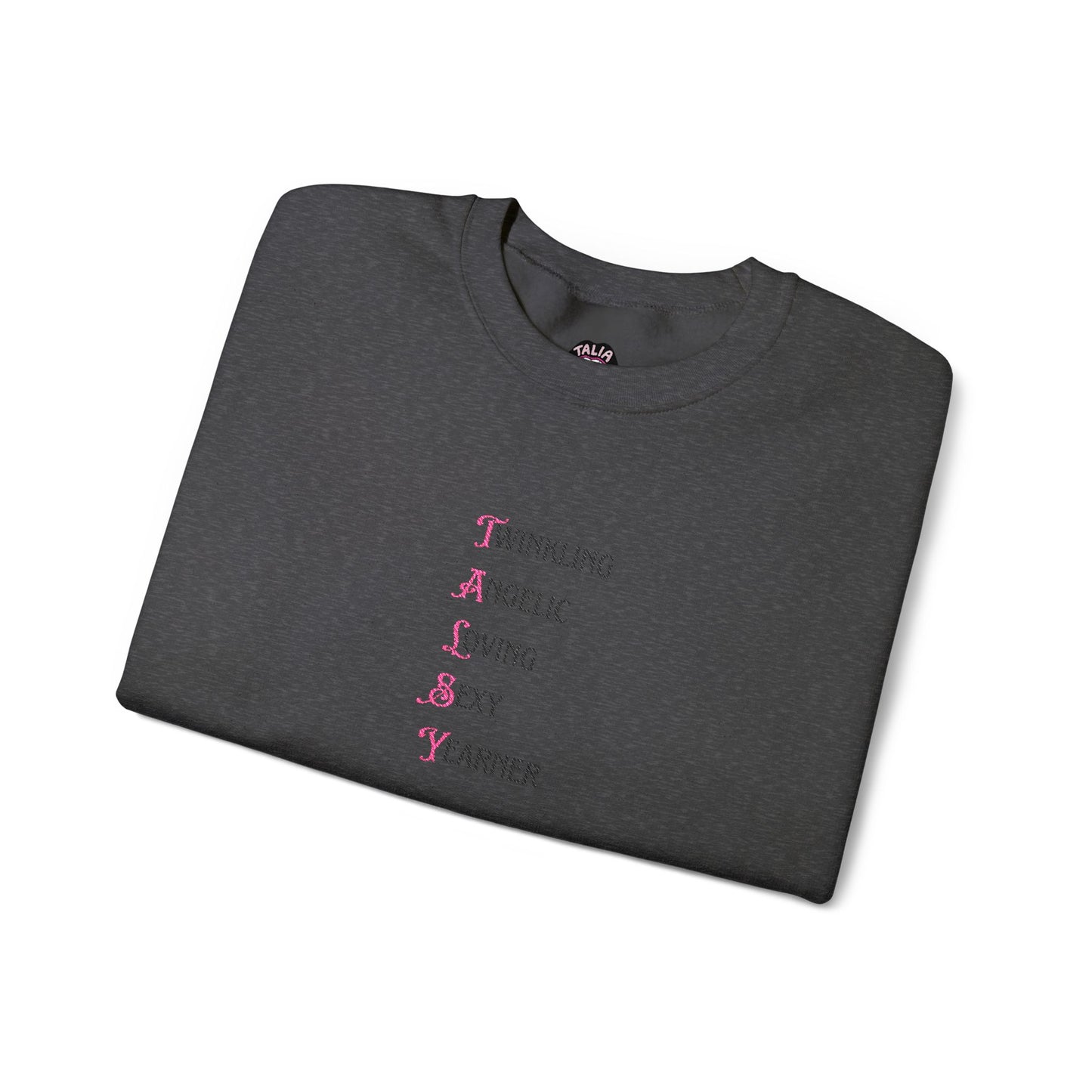 a talsy is... embroidered crewneck sweatshirt