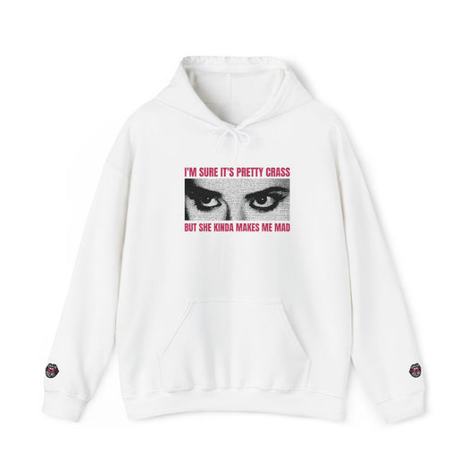 i'm sure it's pretty crass but she kinda makes me mad embroidered graphic hoodie