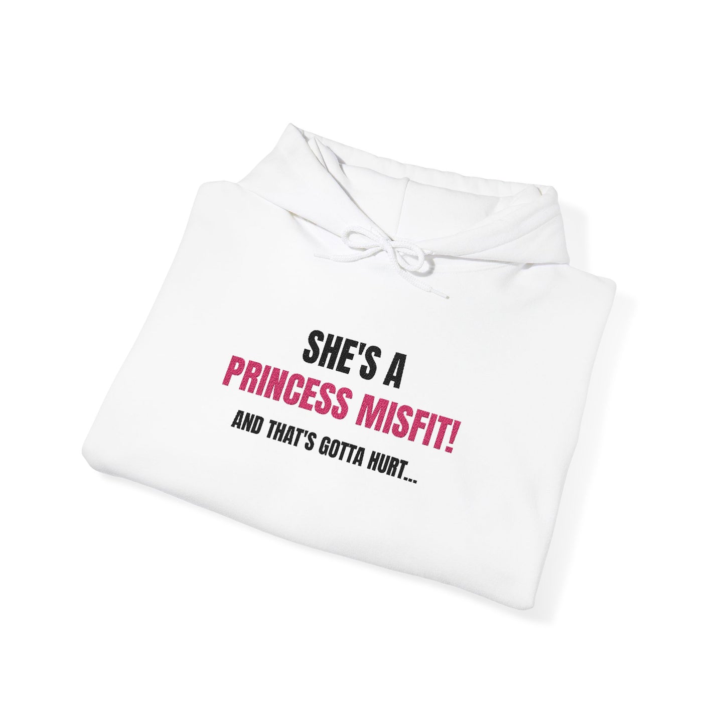 she's a princess misfit! and that's gotta hurt embroidered graphic hoodie