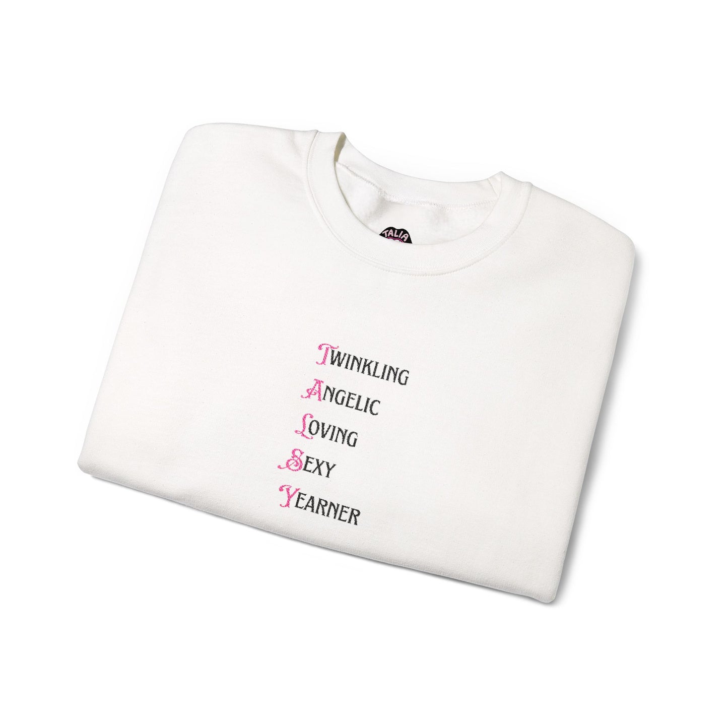 a talsy is... embroidered crewneck sweatshirt