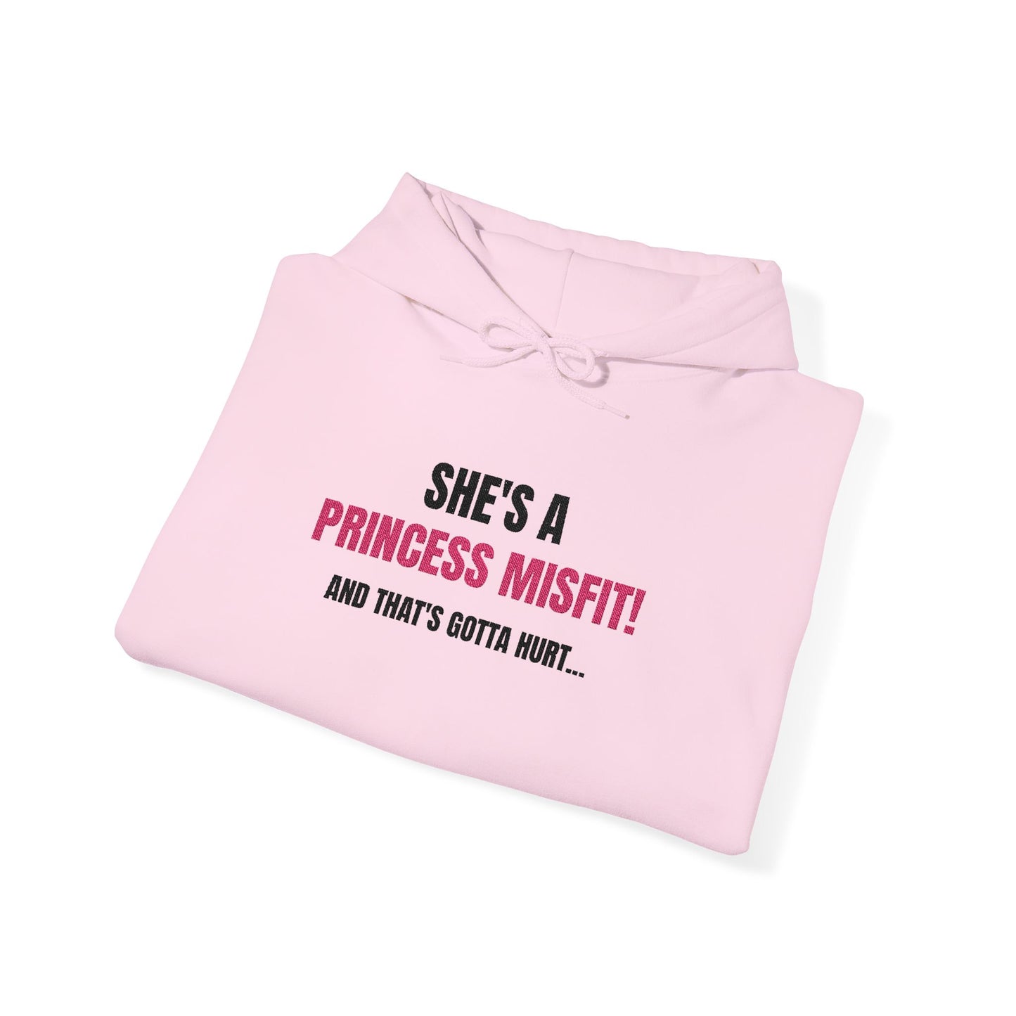 she's a princess misfit! and that's gotta hurt embroidered graphic hoodie