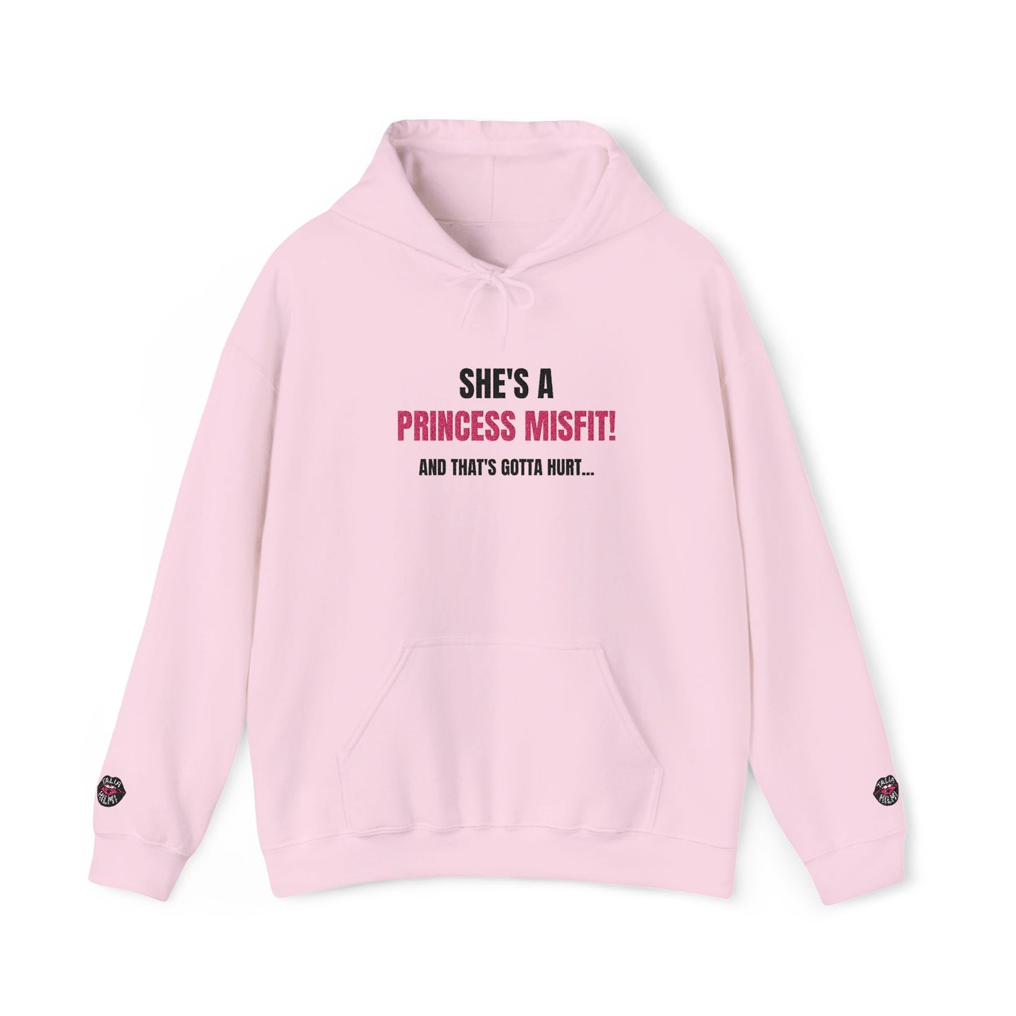she's a princess misfit! and that's gotta hurt embroidered graphic hoodie