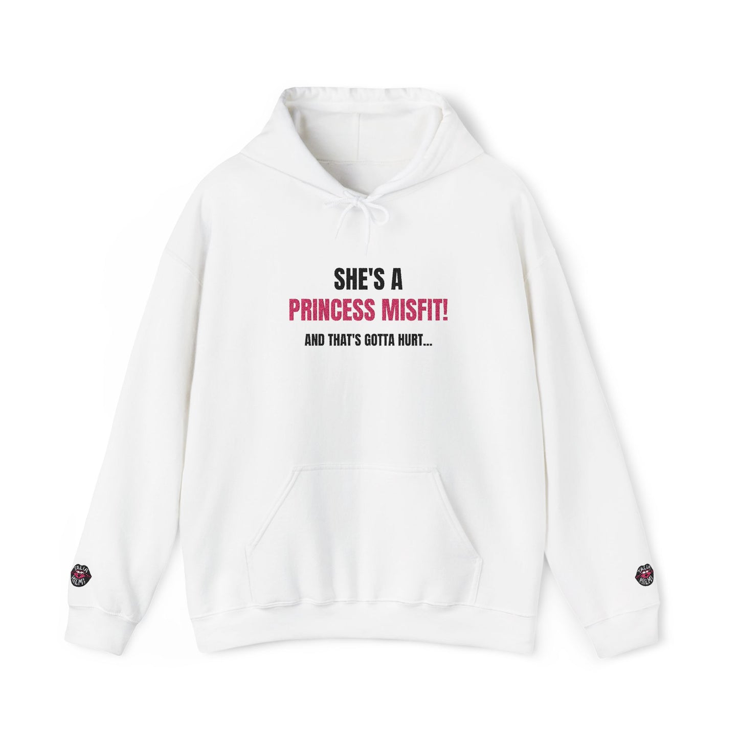 she's a princess misfit! and that's gotta hurt embroidered graphic hoodie