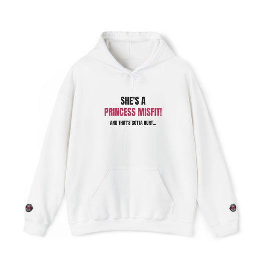 she's a princess misfit! and that's gotta hurt embroidered graphic hoodie