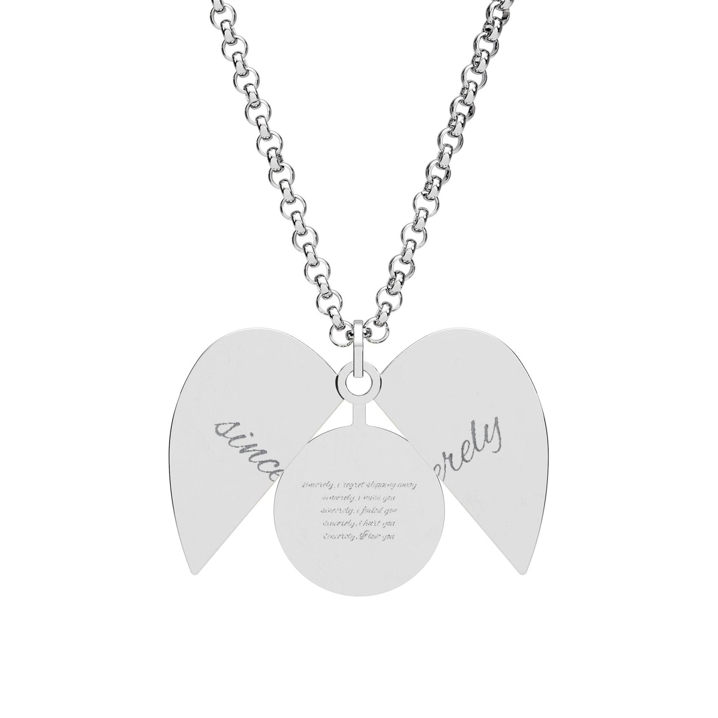 sincerely engraved secret message heart necklace
